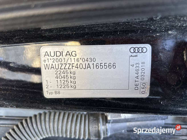 AUDI A4 2018 196800 ccm 190 mazowieckie Warszawa