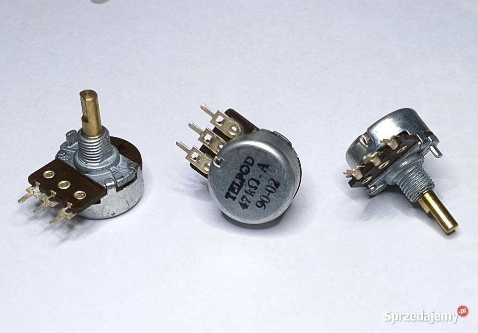 Potencjometr 47kA oś 4mm Unitra TELPOD 16mm Gdańsk