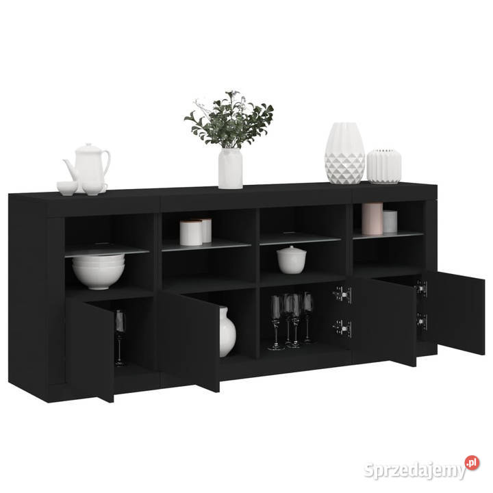 Szafka z oświetleniem LED czarna 163x37x67