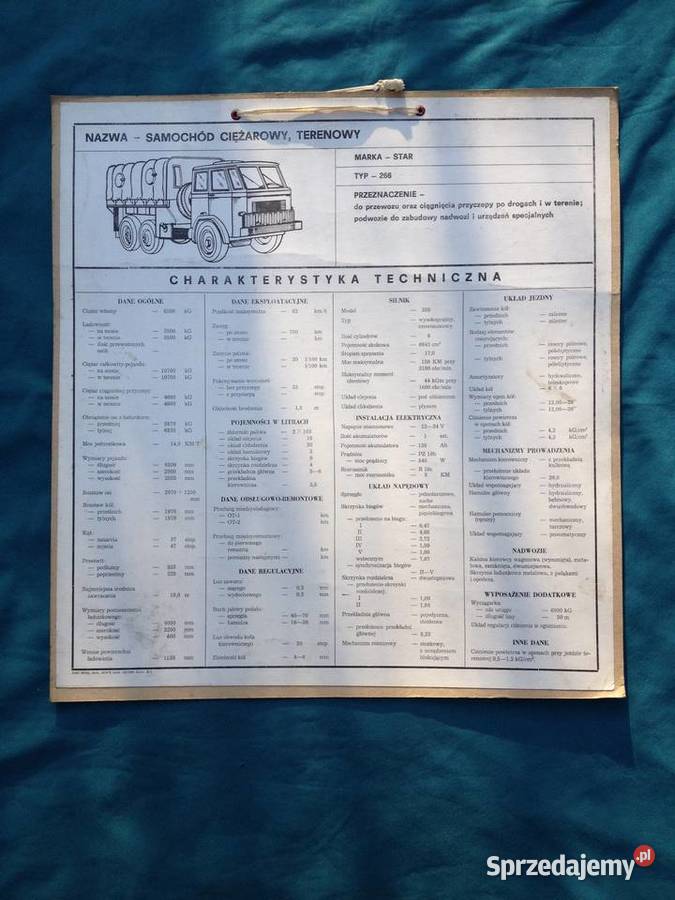 STAR 266 tablica charakterystyka techniczna Warszawa