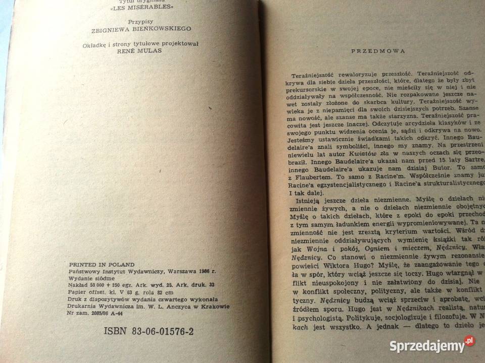 Nędznicy 4 tomy Hugo fa Proza i poezja kujawsko-pomorskie Osięciny