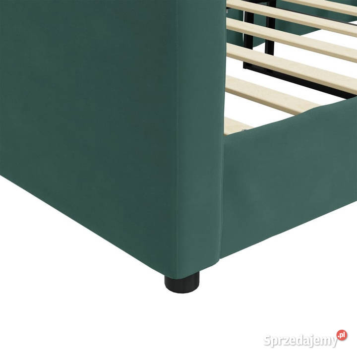Sofa z funkcją spania ciemnozielona aksamitna 100cm Łóżka Warszawa