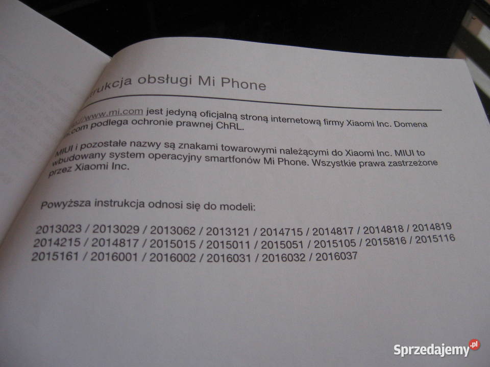 Instrukcja obsłigi telefonu Mi Phone j polski Olsztyn