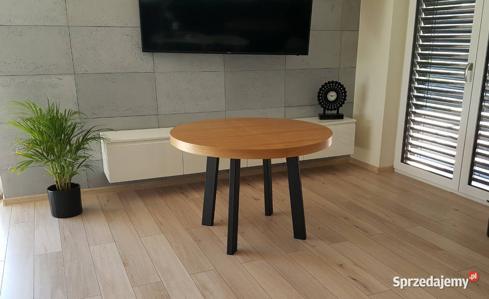 Nowoczesny stół dębowy okrągły rozkładany Loft 4 75cm podkarpackie Krosno