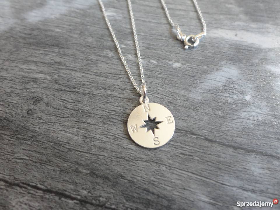 Srebrny naszyjnik RÓŻA WIATRÓW Kompas srebro 925 Biżuteria dla Pań Poznań