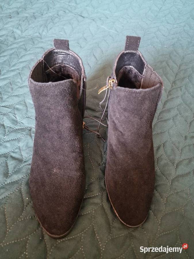 NOWE Botki zamszowe CLEVE 37 skóra czarne inna Półbuty Wrocław sprzedam