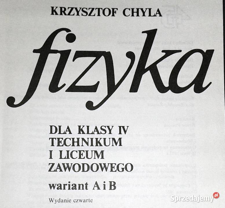 Fizyka kl 4 tech i liceum zawodowe K Chyla Chełm