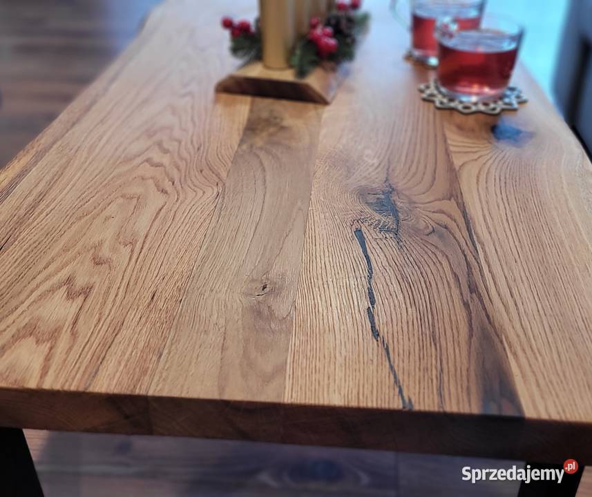 Industrialny stolik kawowy 120 Ława dębowy blat 50cm śląskie Tarnowskie Góry