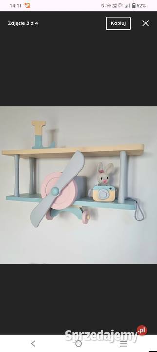 Drewniany półka dzieci Samolot Różowa Kwidzyn