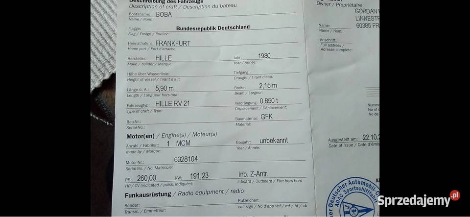 Kadłub motorówka łódź kabinowa skorupa z Motoryzacja Zbąszyń sprzedam