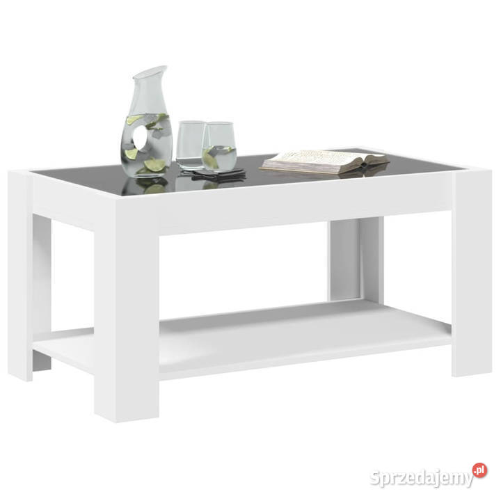 Stolik kawowy z LED biały 93x53x45 materiał Warszawa