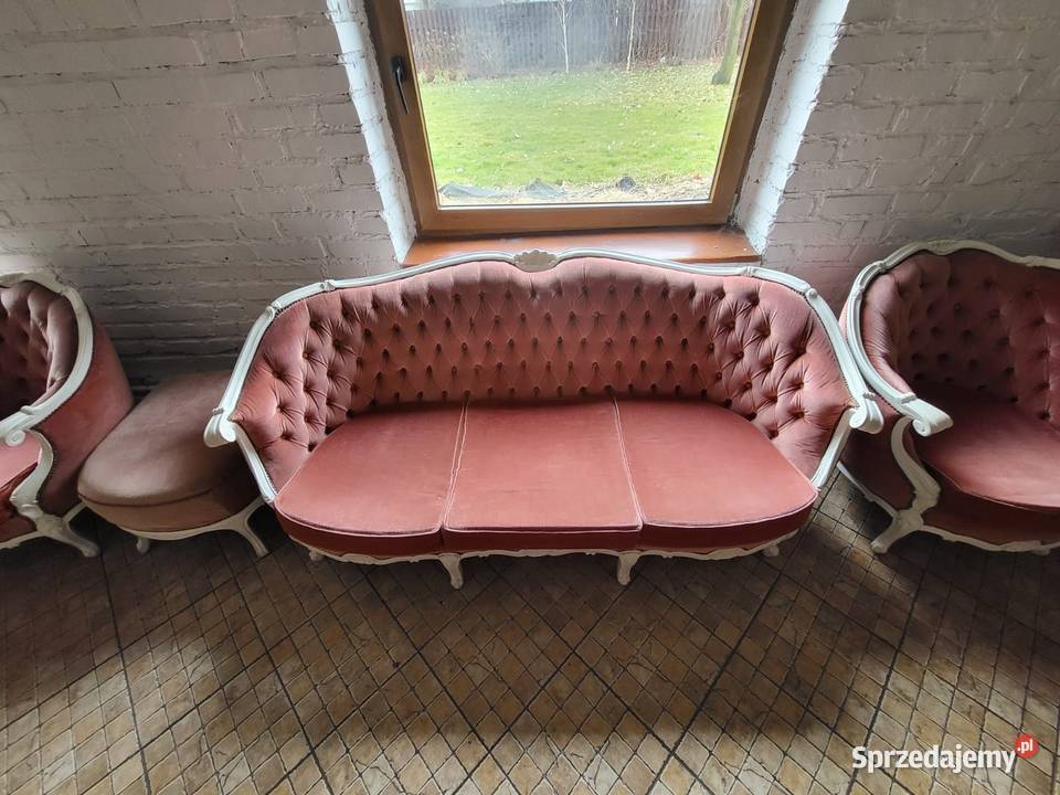 Zestaw sofa dwa fotele w stylu ludwikowskim Rybnik