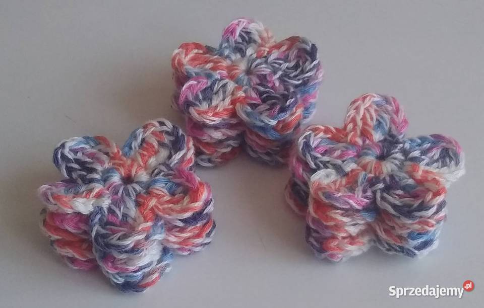 Aplikacje kwiaty kwiatki szydełkowe Handmade Rękodzieło Gdańsk