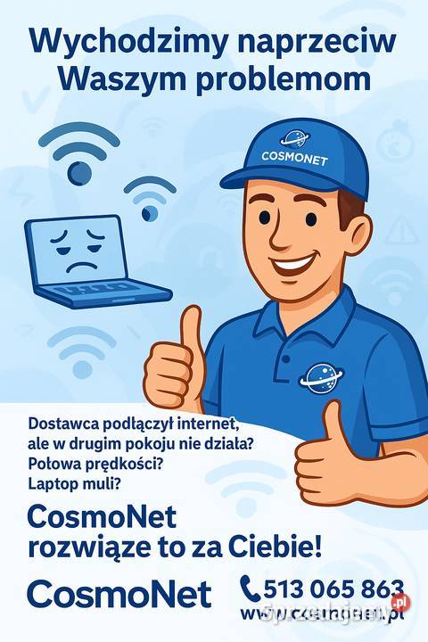 CosmoNet Sieci domowe i serwis komputerowy Serwis komputerów i sprzętu biurowego