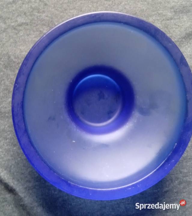 Skandynawski świecznik tealight szkło kobaltowe wielkopolskie Koźminek