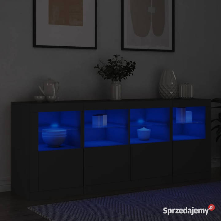 Szafka z oświetleniem LED czarna 163x37x67 Pozostałe Warszawa