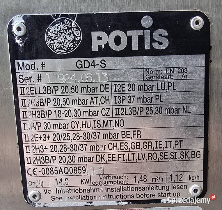 Piec GRILL opiekacz do kebaba Potis GD4S GAZ Mielno sprzedam