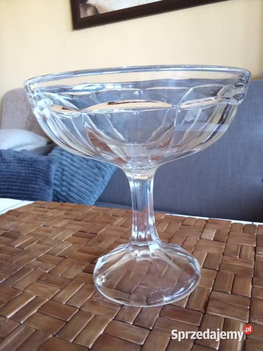 Prl patera bomboniera art deco szkło przezroczysty Łódź