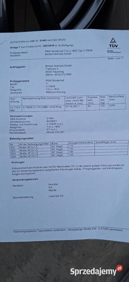FELGI BORBET nowe Średnica 18" Zielona Góra