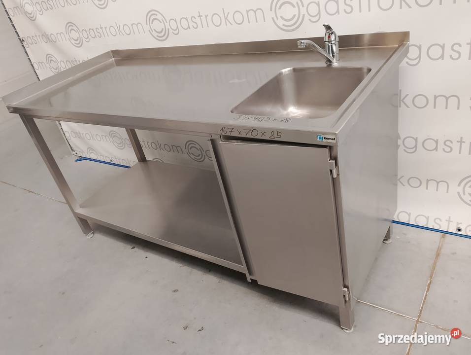 STÓŁ ZE ZLEWEM P I SZAFKĄ POD ZLEW 167X70X85 Gastronomia