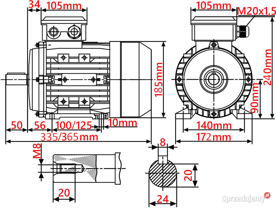 SILNIK ELEKT 11kW 230V 1410 obr 1Fazowy Solec Kujawski