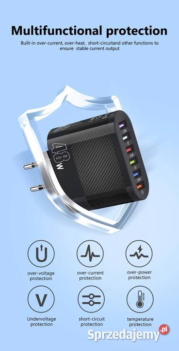 Szybka ładowarka sieciowa 6 USB 48W telefon sprzedam