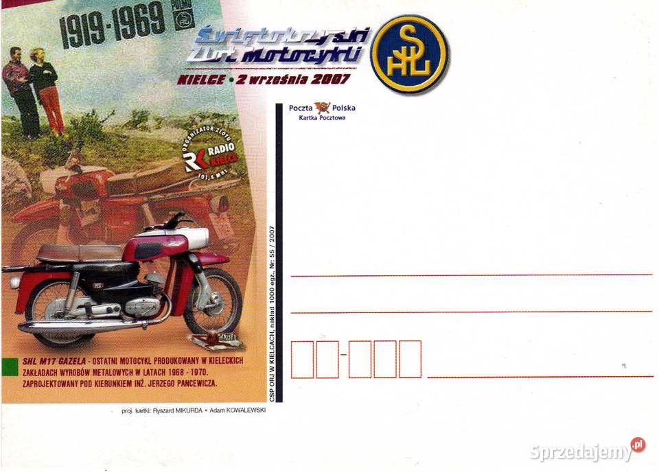 KARTKA POCZTOWA MOTOCYKL SHL M17 GAZELA Krynki