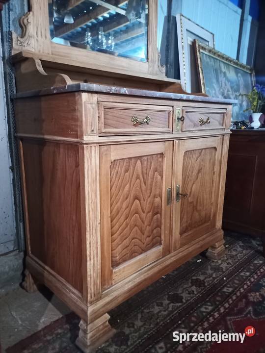 Toaletka z Lustrem Kryształowym i Marmurem Dąb Kozy