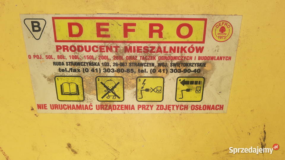 Betoniarka Mieszalnik bębnowy DEFRO 200l Giedlarowa sprzedam