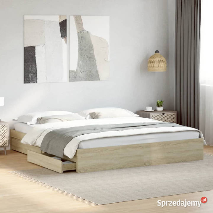 Rama łóżka z szufladami kolor dąb sonoma 200x200 Warszawa sprzedam