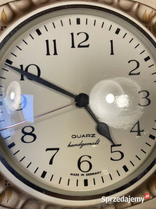 Ceramiczny zegar ludowy malowany Vintage Rzeszów