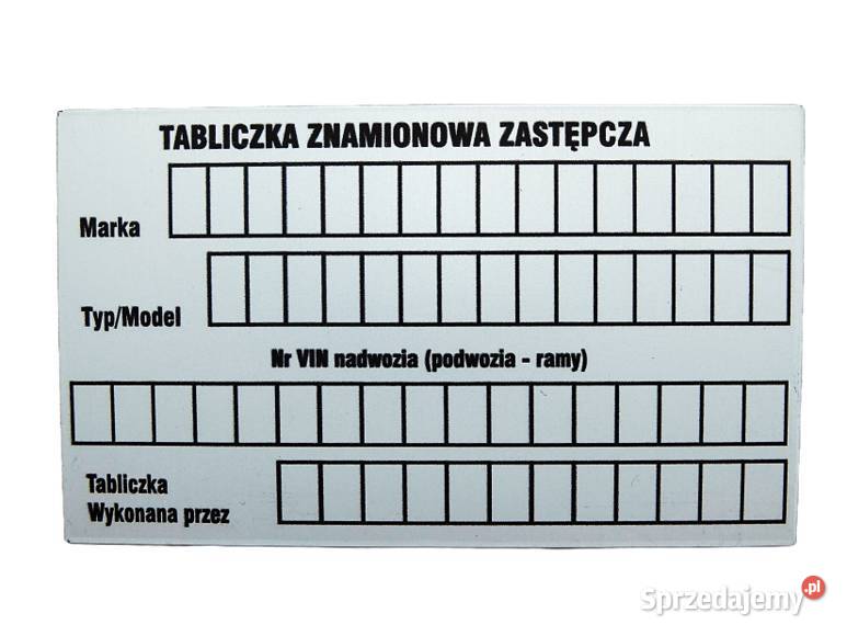Tabliczka znamionowa zastępcza uniwersalna 10 Chynów