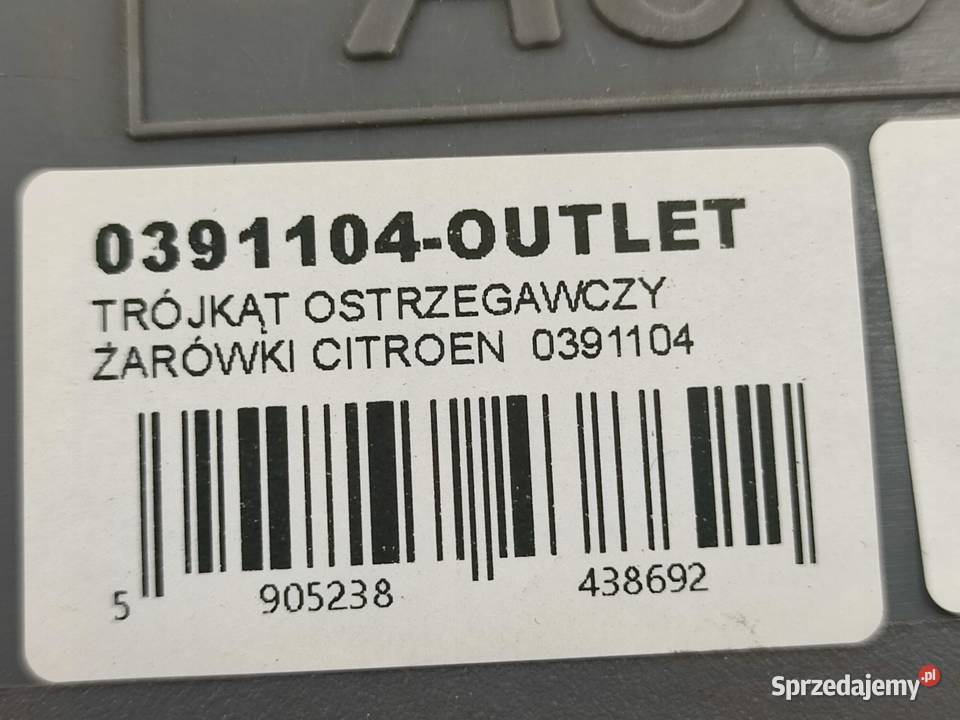 TRÓJKĄT OSTRZEGAWCZY ŻARÓWKI CITROEN 0391104