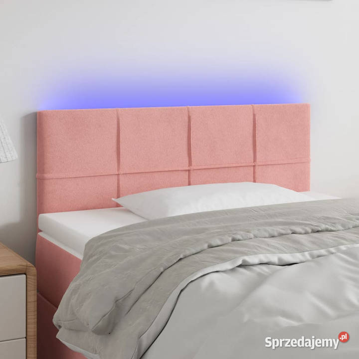 Zagłówek do łóżka z LED różowy 90x5x7888 aksamit Warszawa