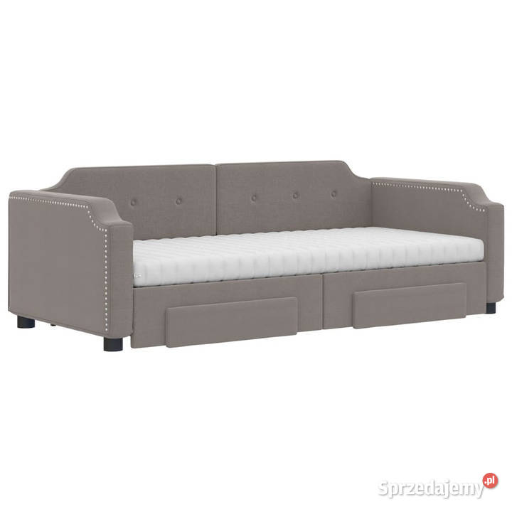 Sofa rozsuwana z szufladami taupe tkanina