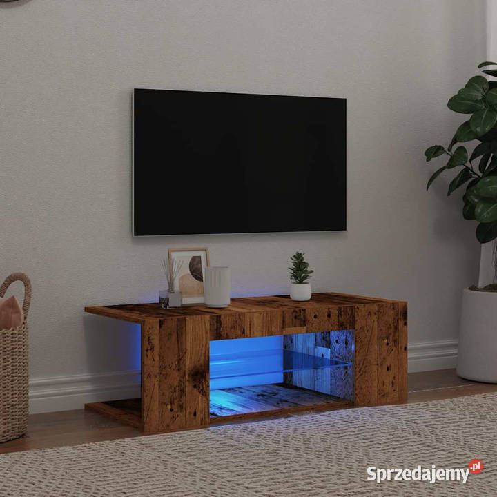 Szafka pod TV z oświetleniem LED stare drewno Warszawa