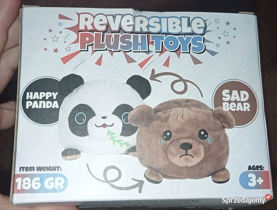 Miś panda i lisek dwustronny pluszowy NOWE Tyczyn