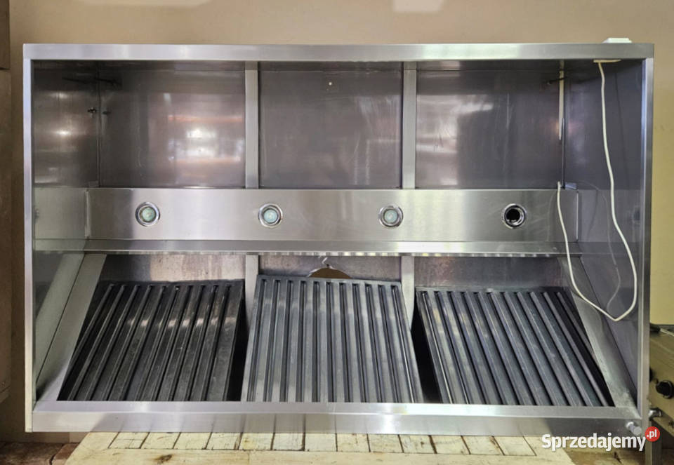 Okap nierdzewny przyścienny 160x100x45 FILTRY Pszczyna