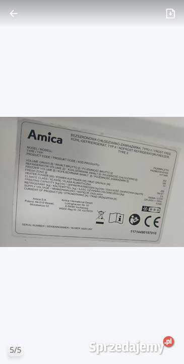 Lodówka marki AmicaFK2996N2FTX wolnostojące Oława