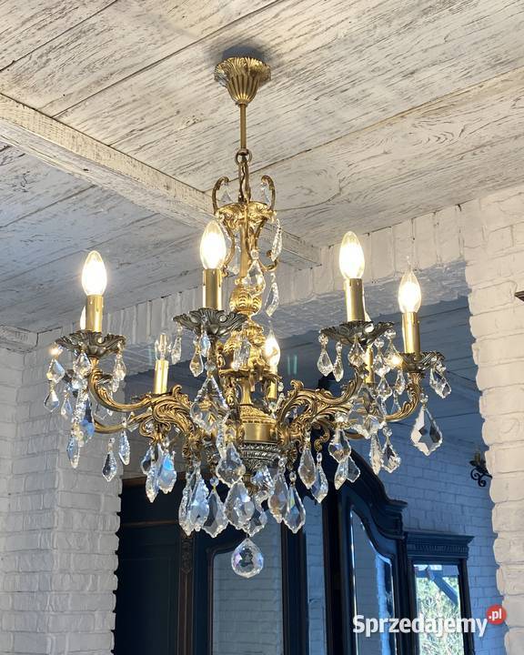 Duży Francuski Żyrandol 35 brąz kryształy 8ram wielkopolskie Poznań