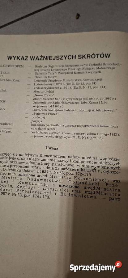 Unikat Pierwszy Komentarz do Kodeksu Drogowego Antykwariat Leszno