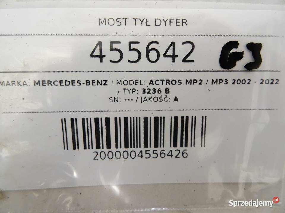 MOST TYŁ DYFER MERCEDES ACTROS MP2 MP3 8X4 120 ciężarowe podkarpackie