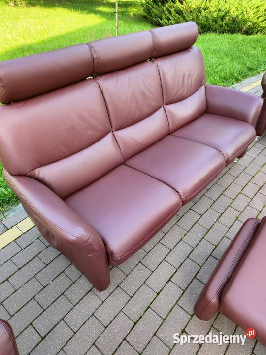 komplet wypoczynkowy 3 11 pufa relaks 100 skóra Ełk