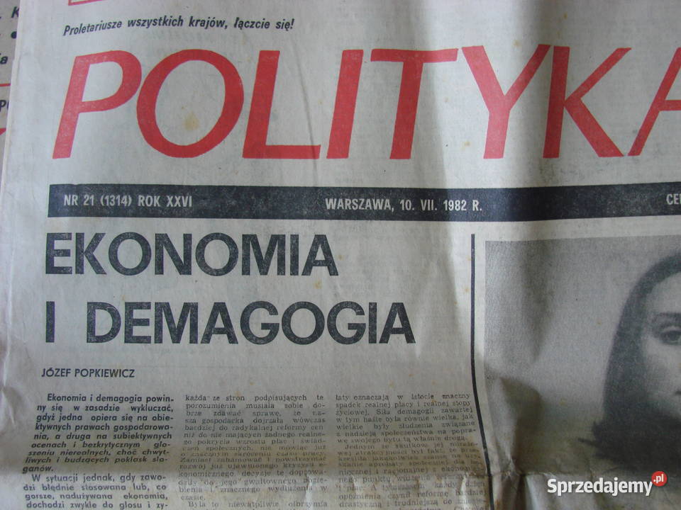 POLITYKA tygodnik czerwiec 1982r Pruszcz Gdański sprzedam