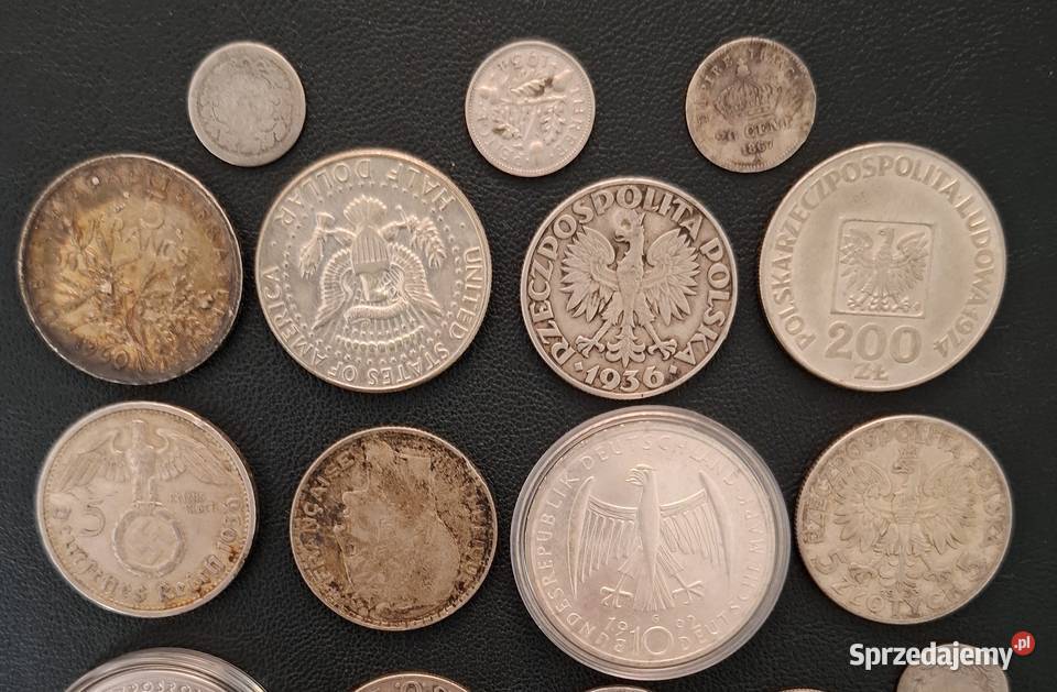 Zestaw Srebrnych Monet 21 sztuk Mix śląskie Gliwice