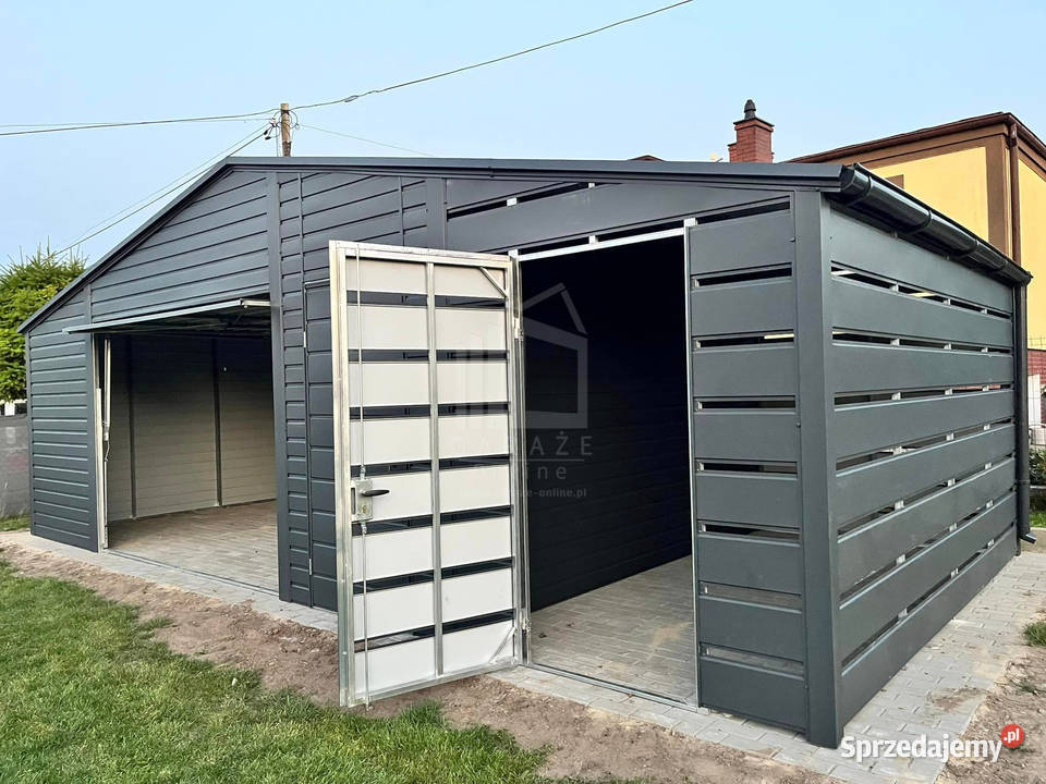 Garaż Blaszany 6x5m Wiata 2x5 Brama uchylna 2x Żnin