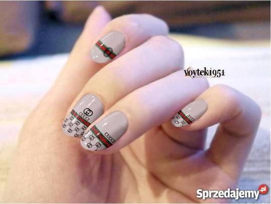 GUCCI Wodne Naklejki na paznokcie złote Pozostałe Leszno