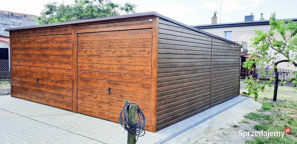 GARAŻ BLASZANY 6m x 6m SPAD TYŁ 2X BRAMA UCHYLNA Łapanów