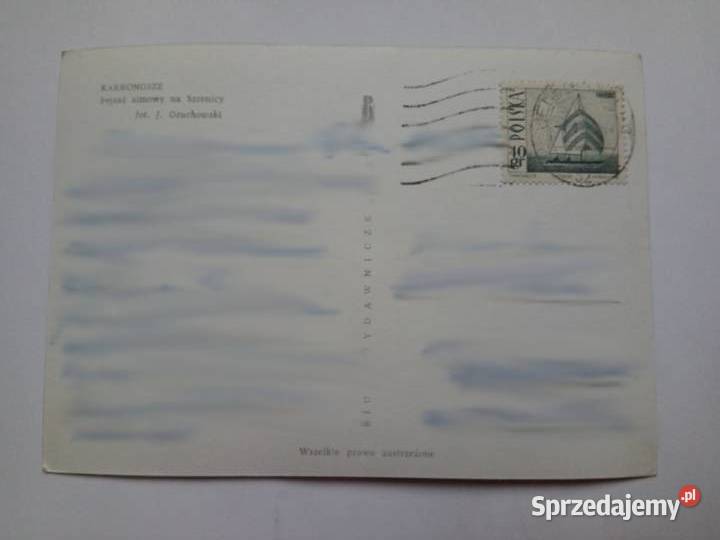 Pocztówka Karkonosze z 1969r Znaczek Dąbrowa Górnicza