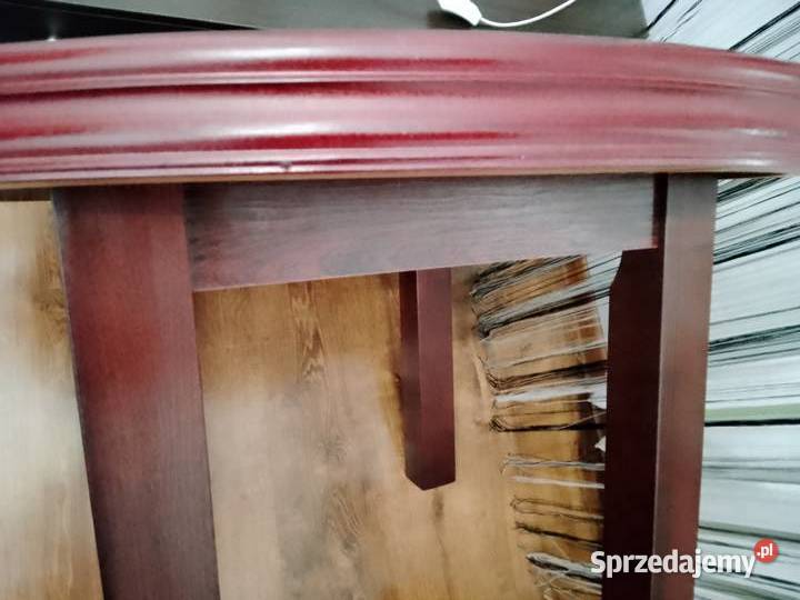 Stolik kawowy okrągły drewniany dębowy lite łódzkie